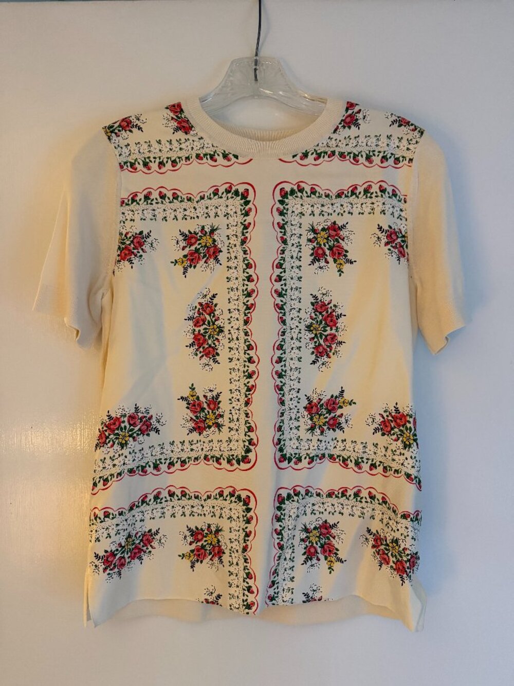 Tory Burch silk front handkerchief pattern t-shirt Size XS